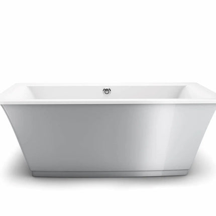 Optik 6636 F Acrylic Freestanding Center Drain Bathtub in White with Sterling Silver Skirt - Plumbing Market