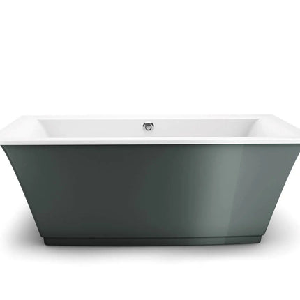 Optik 6636 F Acrylic Freestanding Center Drain Bathtub in White with Thunder Grey Skirt - Plumbing Market