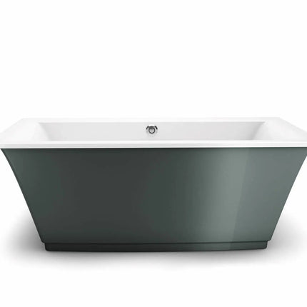 Optik 6636 F Acrylic Freestanding Center Drain Bathtub in White with Thunder Grey Skirt - Plumbing Market