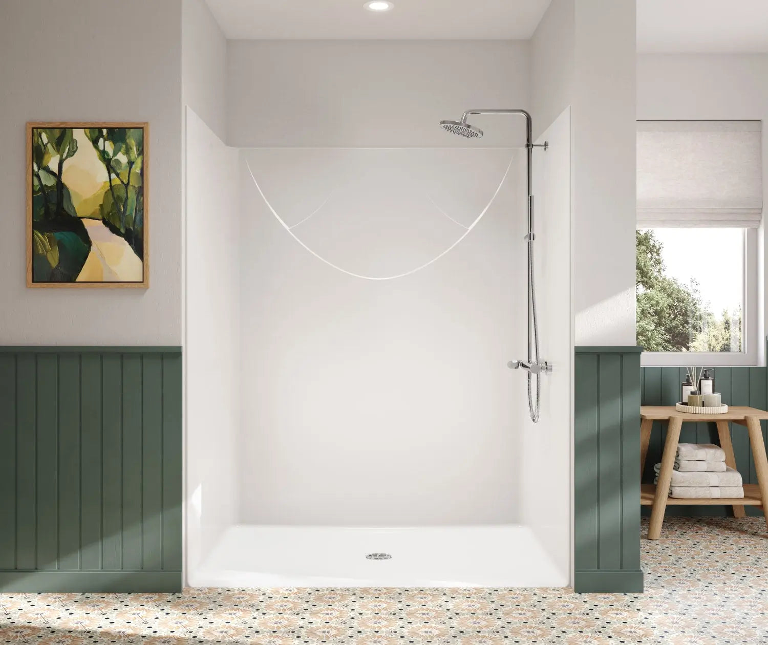 Outlook BFS-6036F AcrylX™ Alcove Center Drain One-Piece Shower in White - Plumbing Market