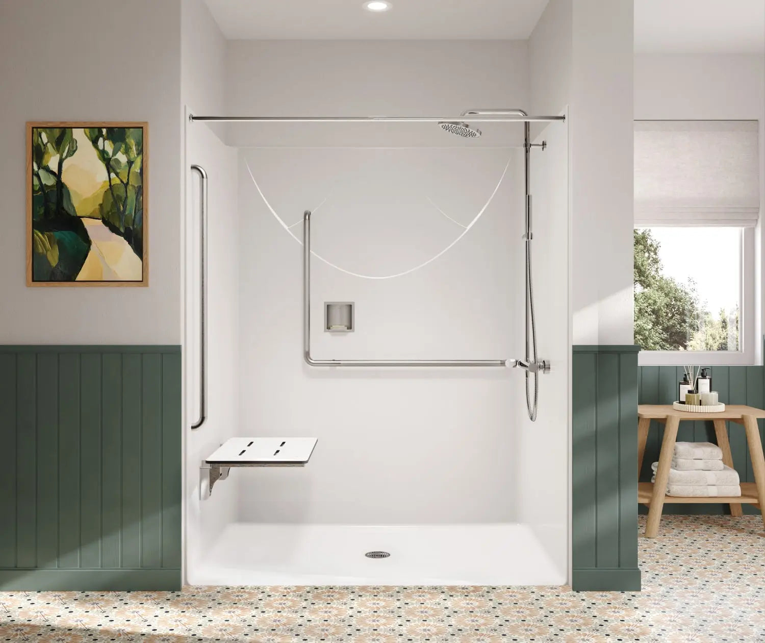 Outlook BFS-6036F AcrylX™ Alcove Center Drain One-Piece Shower in White - Plumbing Market
