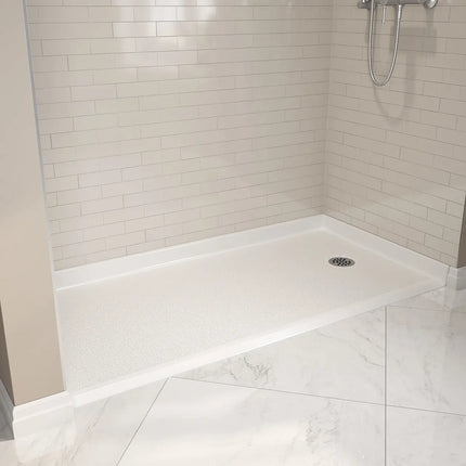 Outlook Base 6030 AcrylX Alcove Shower Base with Left-Hand Drain in White - Plumbing Market