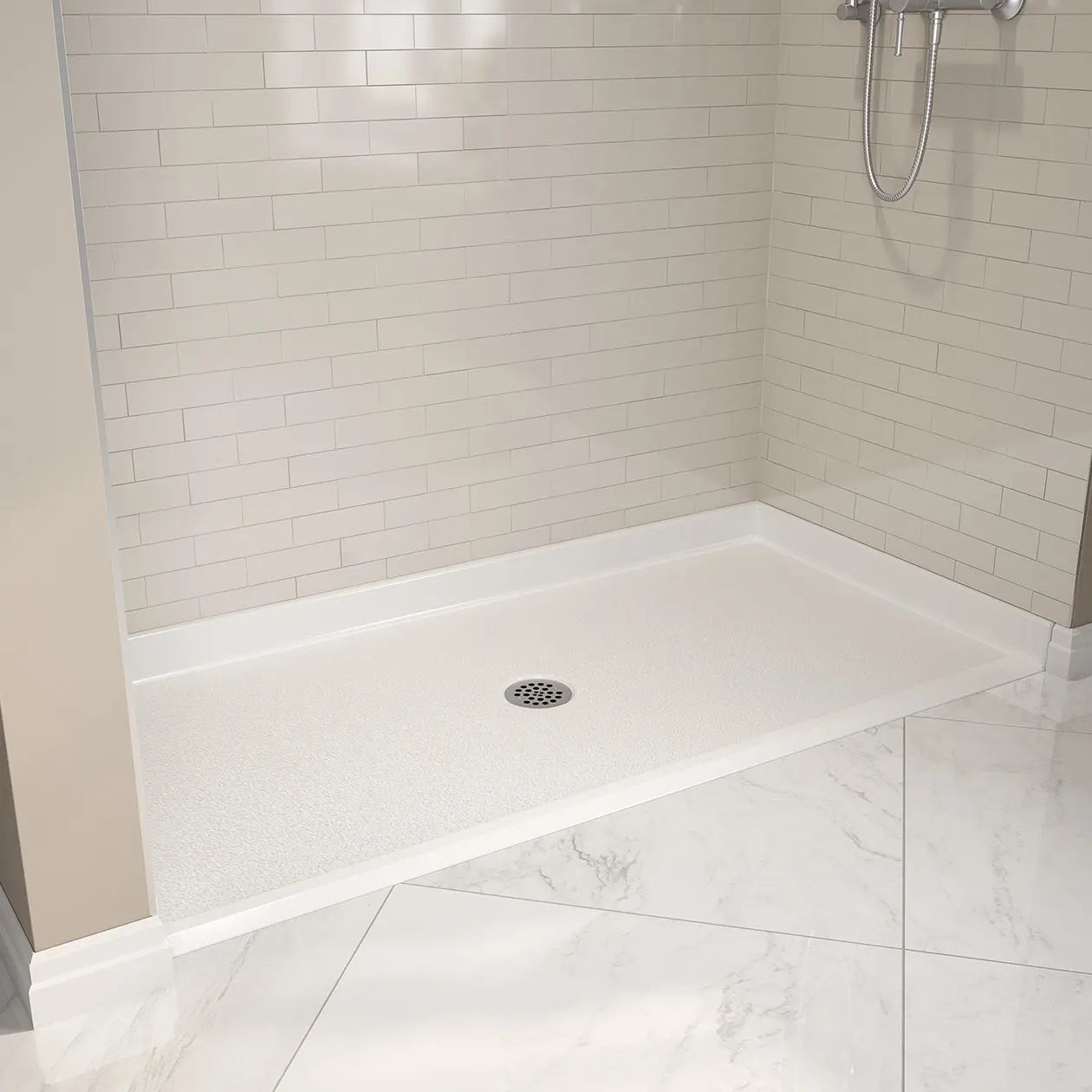 Outlook Base 6030 C AcrylX Alcove Shower Base with Center Drain in White - Plumbing Market