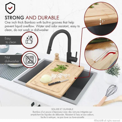 Over the Sink Bamboo Cutting Board by Stylish A-904 - Plumbing Market