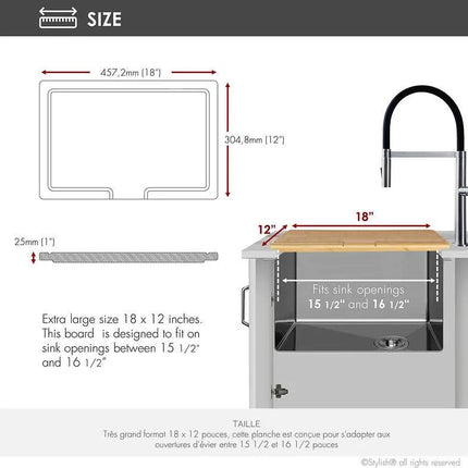 Over the Sink Bamboo Cutting Board by Stylish A-904 - Plumbing Market