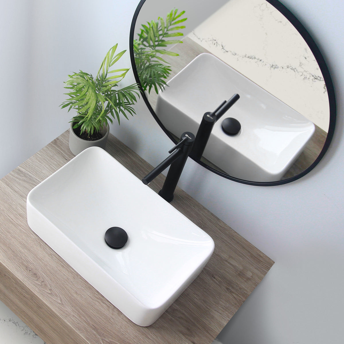 Stylish 19" White Rectangular Ceramic Vessel Bathroom Sink P-227H