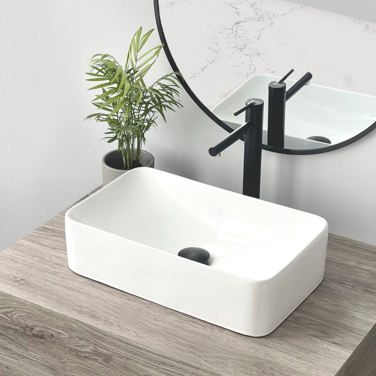 Stylish 19" White Rectangular Ceramic Vessel Bathroom Sink P-227H