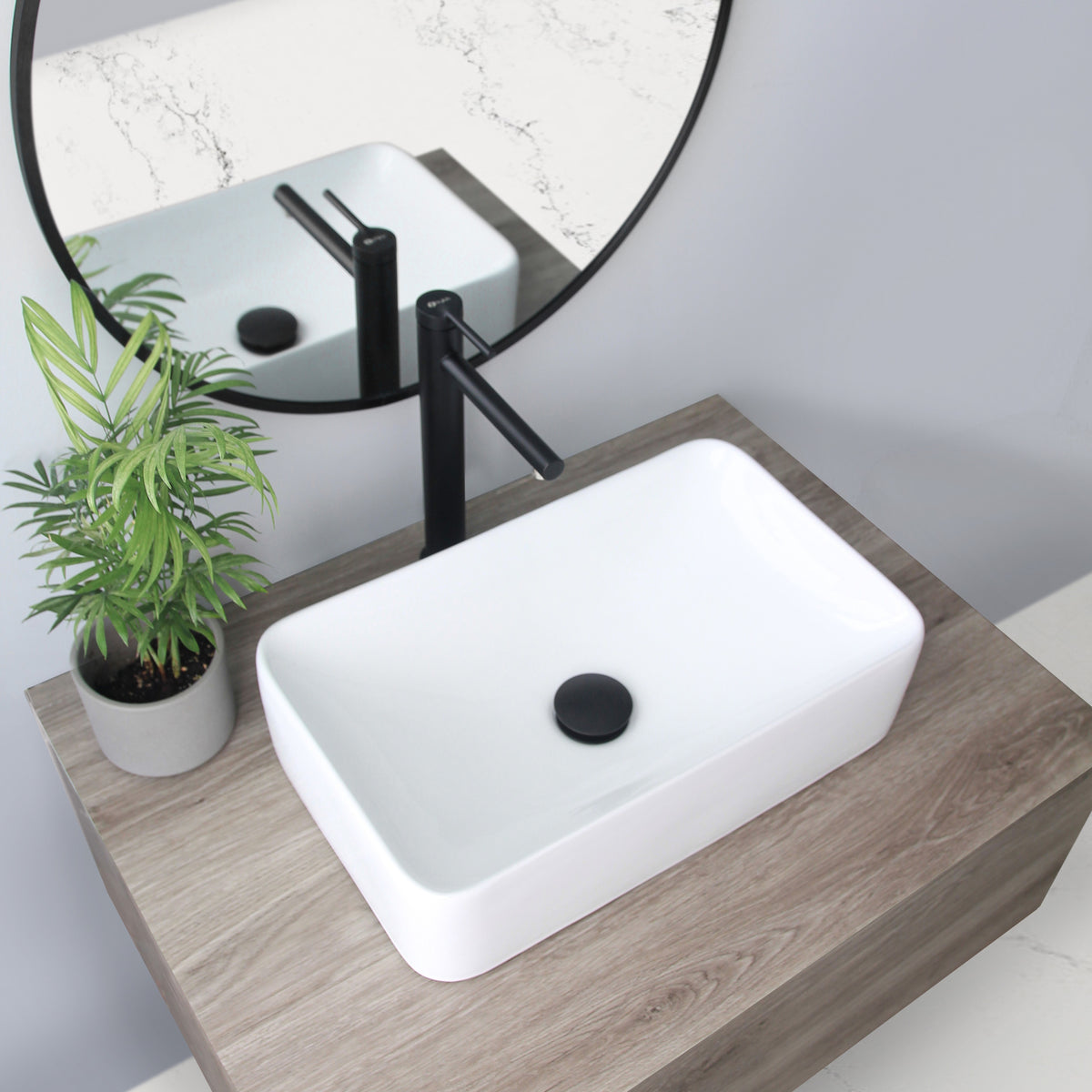 Stylish 19" White Rectangular Ceramic Vessel Bathroom Sink P-227H