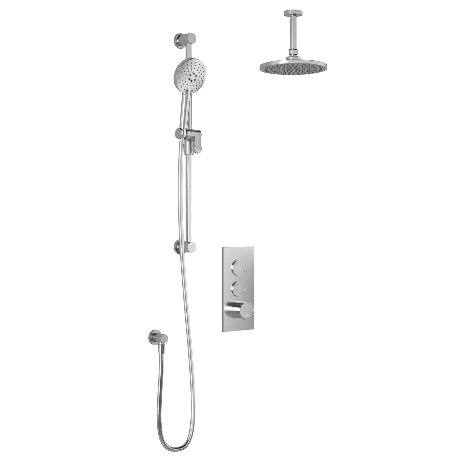 Kalia RoundOneTB2 (Valve Not Included) : AQUATONIK T/P Push-Button Shower System with Vertical Ceiling Arm Chrome BF2065-110-001 - Plumbing Market