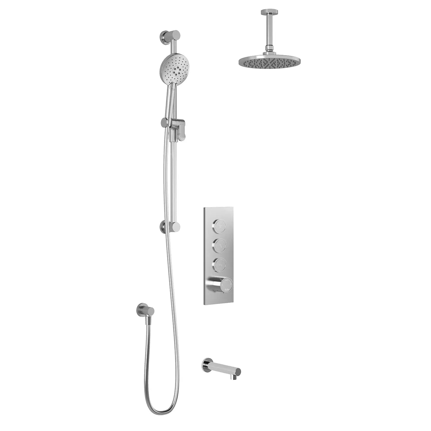 Kalia RoundOneTB3 (Valve Not Included) : AQUATONIK T/P Push-Button Shower System with Vertical Ceiling Arm Chrome BF2067-110-001 - Plumbing Market