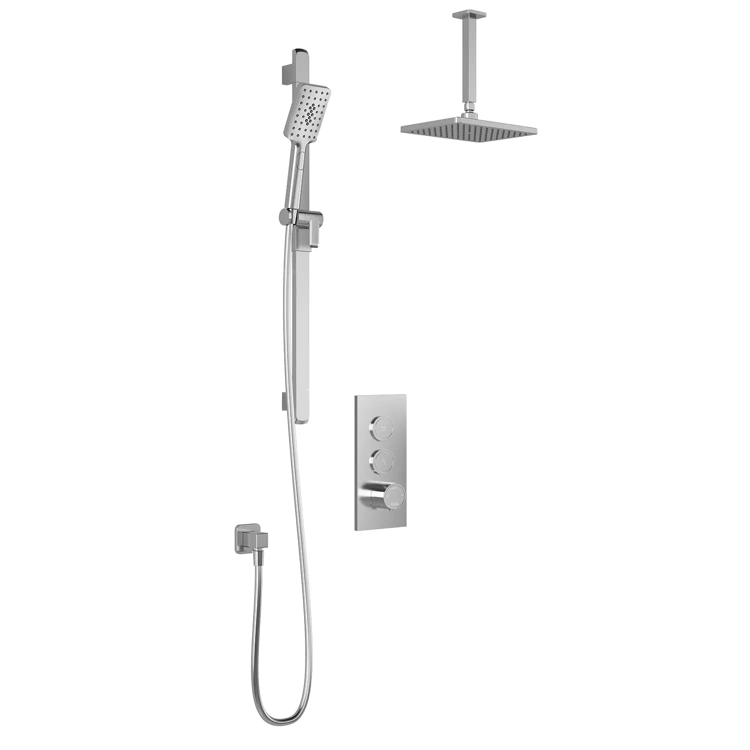 Kalia SquareOne  TB2 : AQUATONIK T/P Push-Button Shower System with Vertical Ceiling Arm Chrome BF2068-110-001 - Plumbing Market