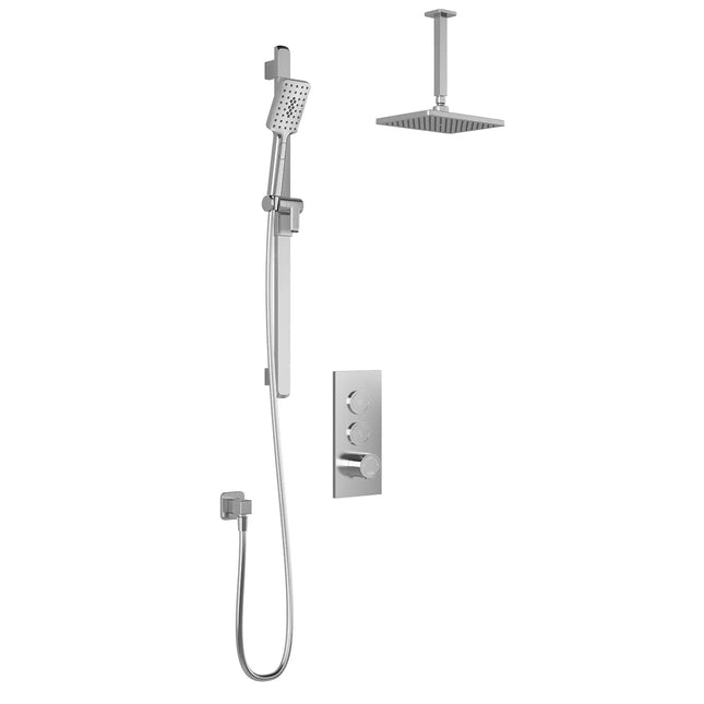 Kalia KAREO  TB2 (Valve Not Included) : AQUATONIK T/P Push-Button Shower System with Vertical Ceiling Arm Chrome BF2100-110-001 - Plumbing Market