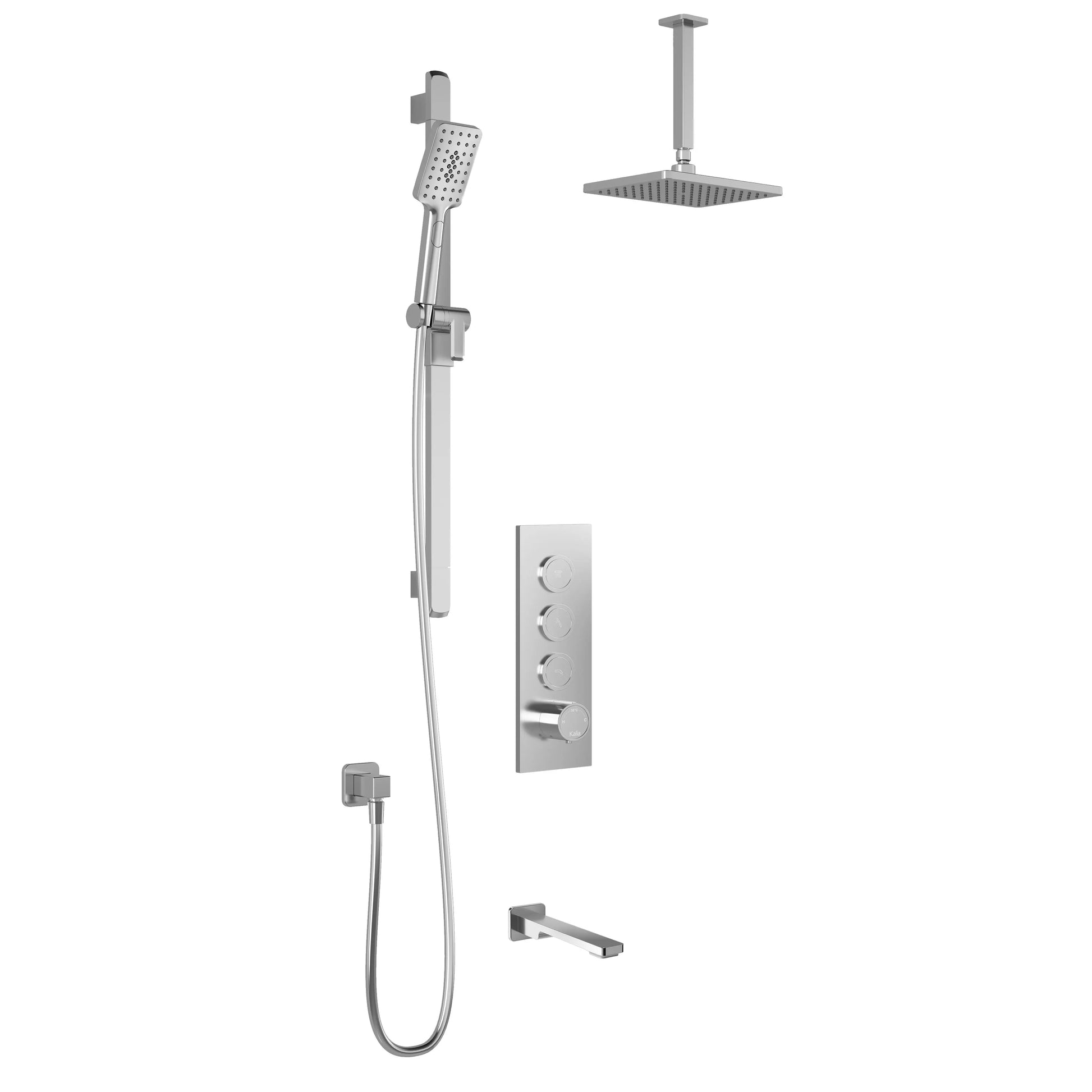 Kalia KAREO  TB3 (Valve Not Included) : AQUATONIK T/P Push-Button Shower System with Vertical Ceiling Arm Chrome BF2102-110-001 - Plumbing Market