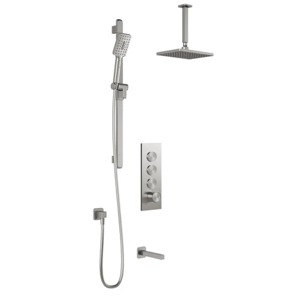 Kalia SquareOne  TB3 : AQUATONIK T/P Push-Button Shower System with Vertical Ceiling Arm Pure Nickel PVD BF2070-125-001 - Plumbing Market