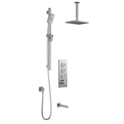 Kalia SquareOne  TB3 (Valve Not Included) : AQUATONIK T/P Push-Button Shower System with Vertical Ceiling Arm Pure Nickel PVD BF2071-125-001 - Plumbing Market