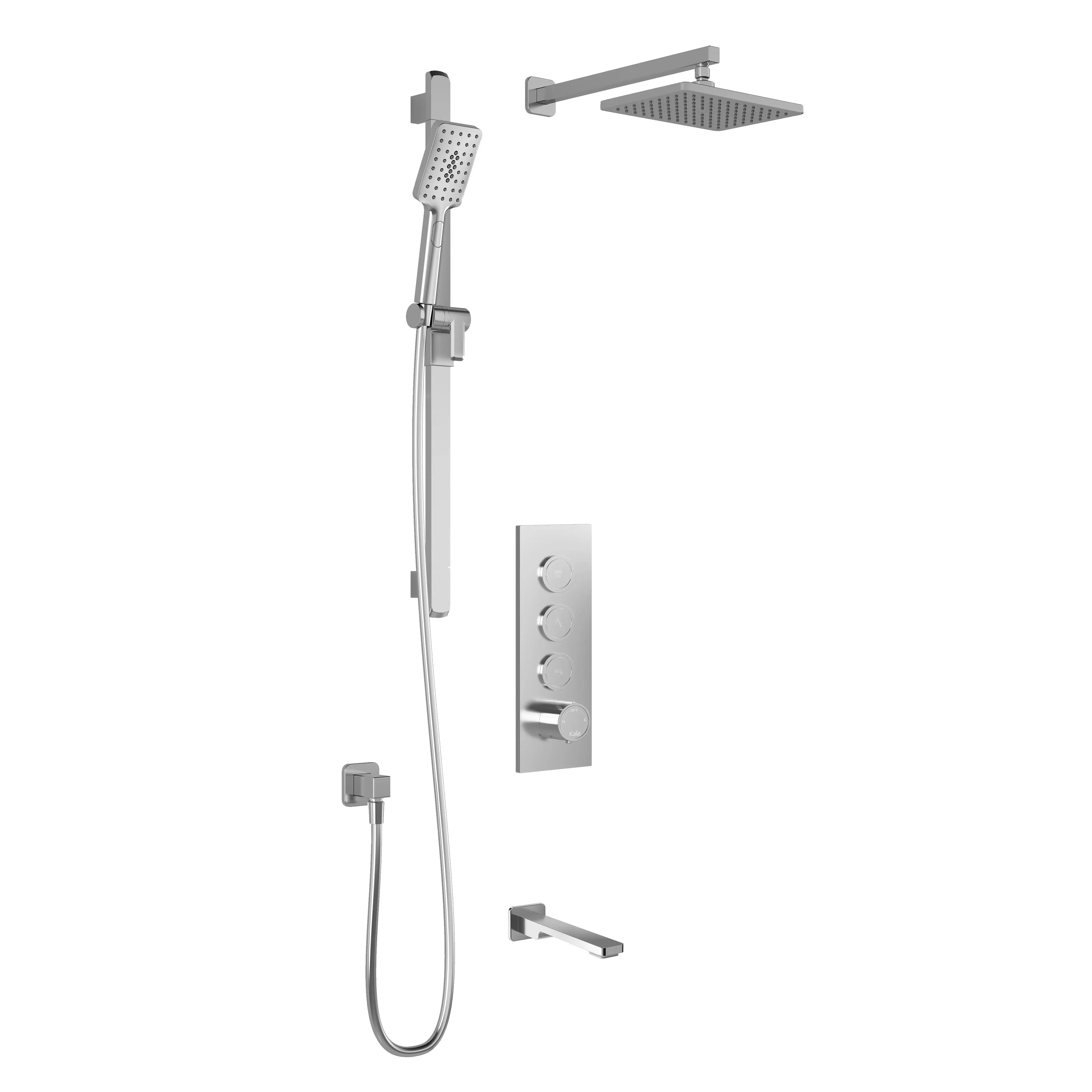 Kalia KAREO  TB3 (Valve Not Included) : AQUATONIK T/P Push-Button Shower System with Wallarm Chrome BF2102-110 - Plumbing Market