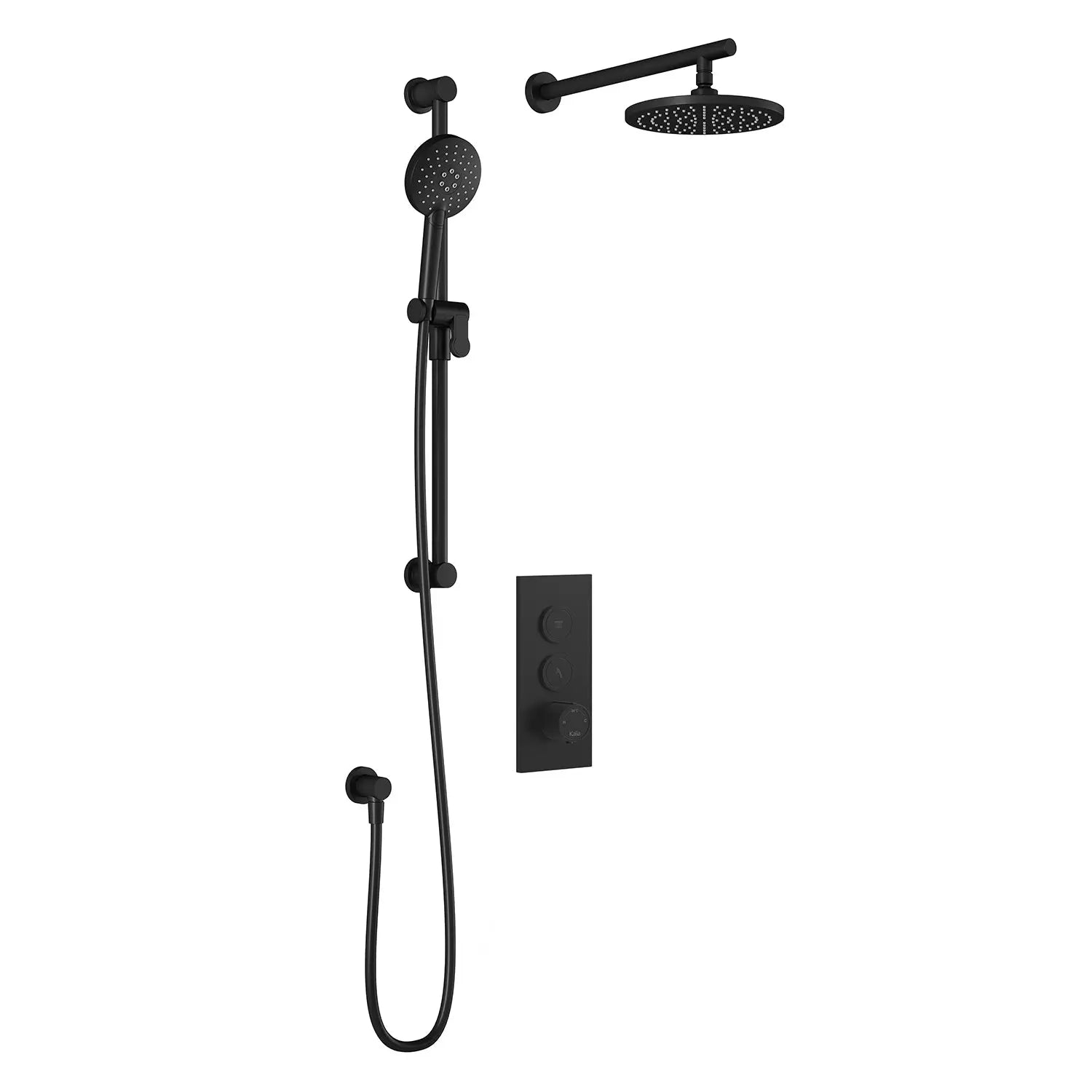 Kalia RoundOneTB2 (Valve Not Included) : AQUATONIK T/P Push-Button Shower System with Wallarm Matte Black BF2065-160 - Plumbing Market