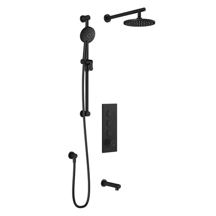 Kalia RoundOneTB3 (Valve Not Included) : AQUATONIK T/P Push-Button Shower System with Wallarm Matte Black BF2067-160 - Plumbing Market