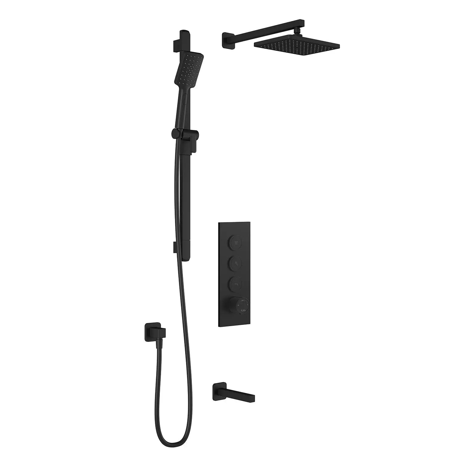 Kalia SquareOne  TB3 (Valve Not Included) : AQUATONIK T/P Push-Button Shower System with Wallarm Matte Black BF2071-160 - Plumbing Market