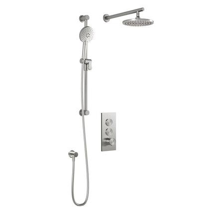 Kalia RoundOneTB2 : AQUATONIK T/P Push-Button Shower System with Wallarm Pure Nickel PVD BF2064-125 - Plumbing Market