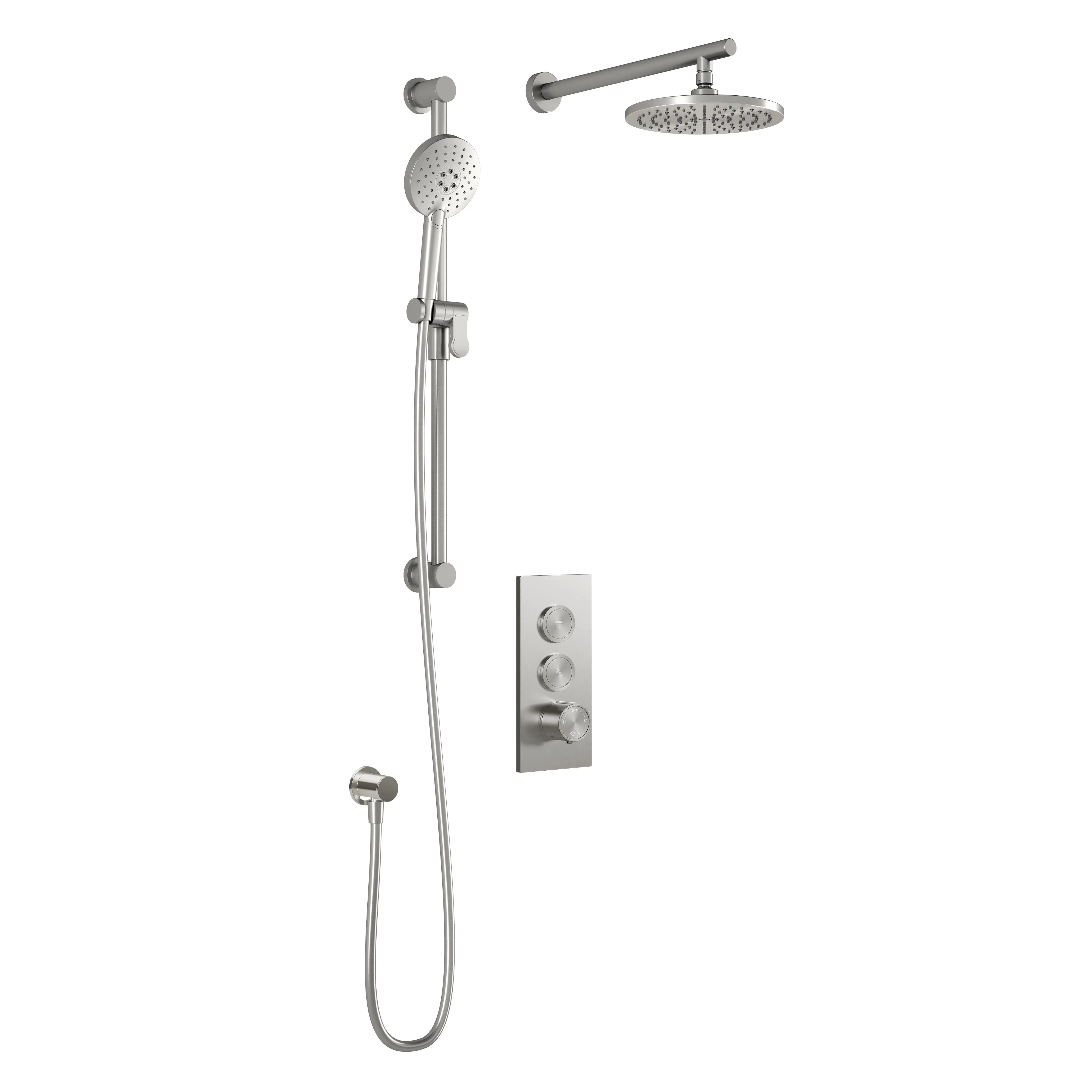 Kalia RoundOneTB2 (Valve Not Included) : AQUATONIK T/P Push-Button Shower System with Wallarm Pure Nickel PVD BF2065-125 - Plumbing Market