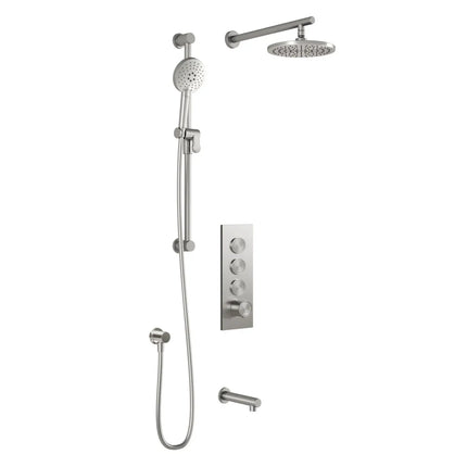 Kalia RoundOneTB3 : AQUATONIK T/P Push-Button Shower System with Wallarm Pure Nickel PVD BF2066-125 - Plumbing Market