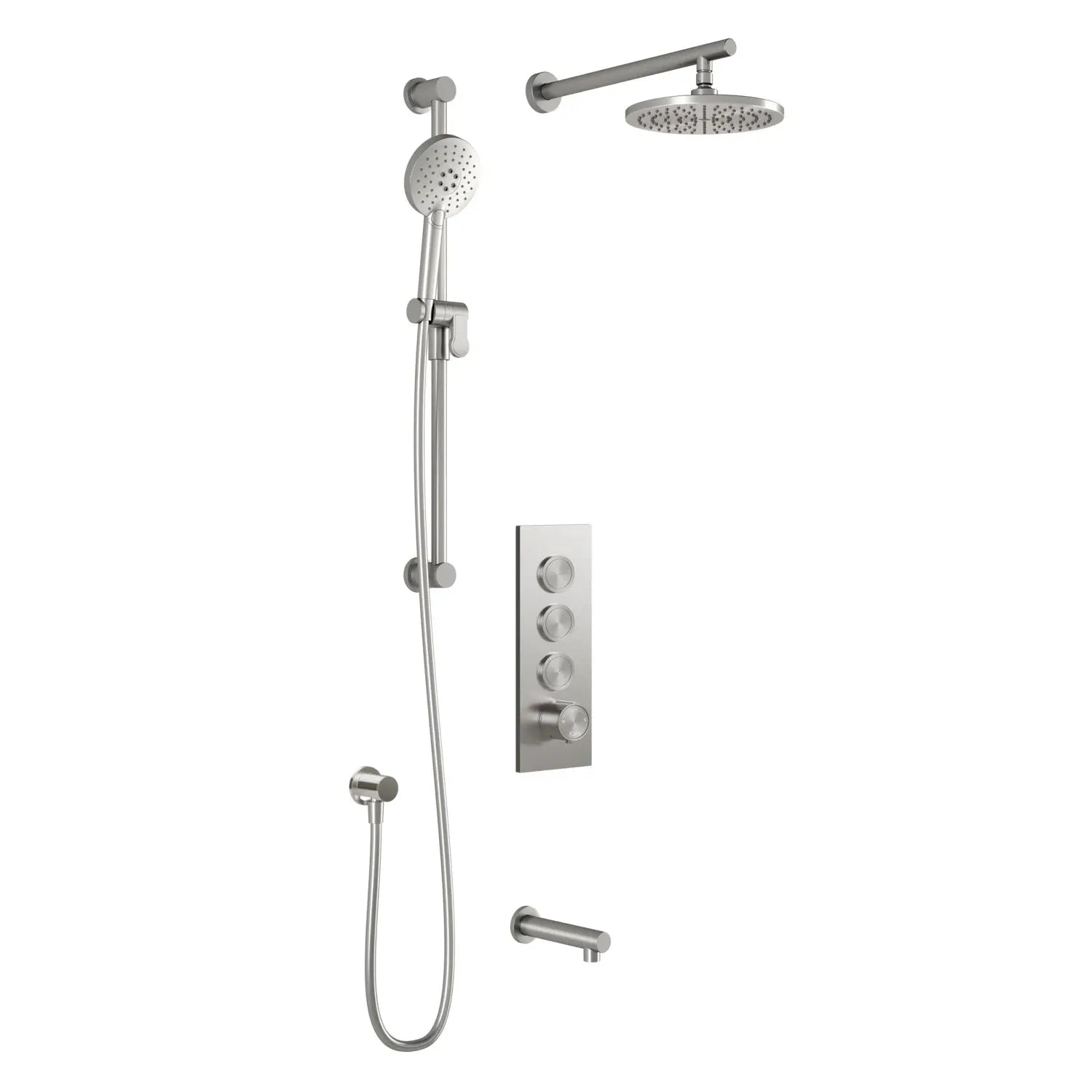 Kalia RoundOneTB3 (Valve Not Included) : AQUATONIK T/P Push-Button Shower System with Wallarm Pure Nickel PVD BF2067-125 - Plumbing Market