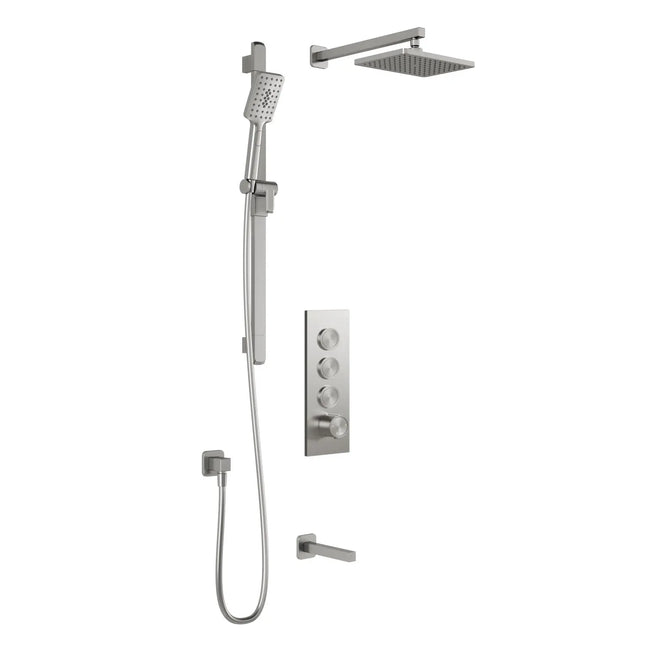 Kalia SquareOne  TB3: AQUATONIK T/P Push-Button Shower System with Wallarm Pure Nickel PVD BF2070-125 - Plumbing Market