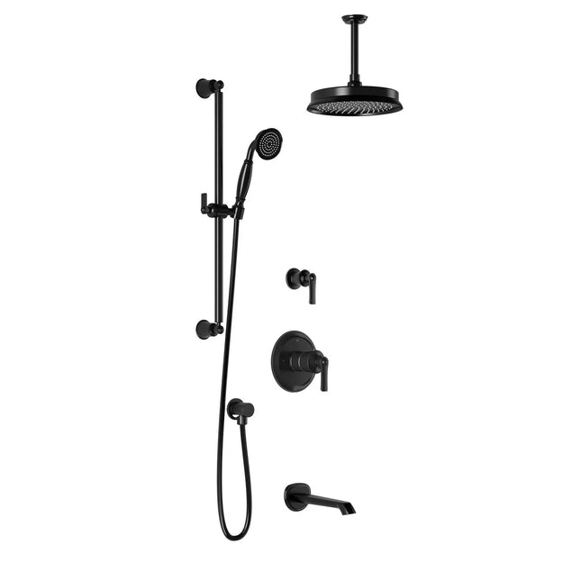 Kalia RUSTIK TD3 (Valves Not Included) : AQUATONIK T/P Shower System with Vertical Ceiling Arm Black BF1619-165-001 - Plumbing Market