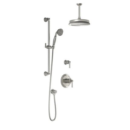 Kalia RUSTIK TD2 (Valves Not Included) : AQUATONIK T/P Shower System with Vertical Ceiling Arm Pure Nickel PVD BF1520-125-001 - Plumbing Market