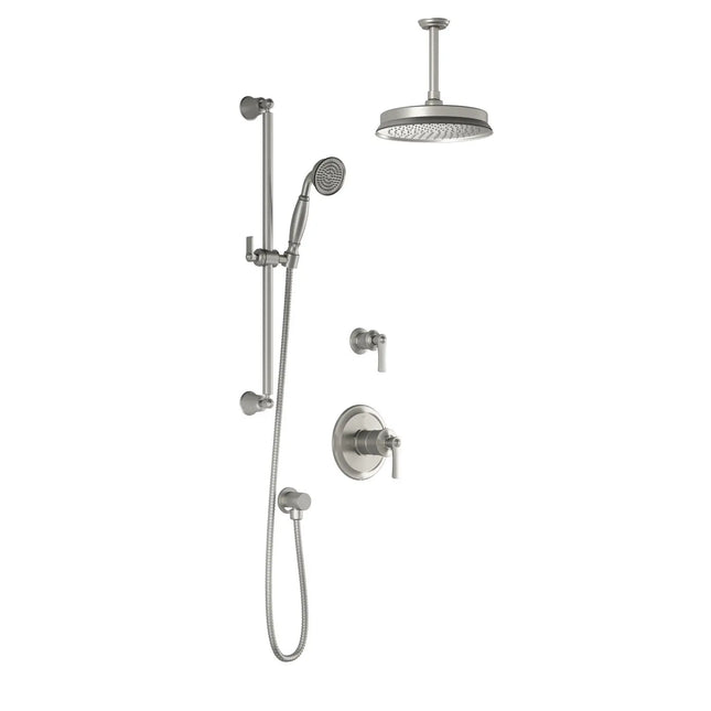 Kalia RUSTIK TD2 (Valves Not Included) : AQUATONIK T/P Shower System with Vertical Ceiling Arm Pure Nickel PVD BF1520-125-001 - Plumbing Market