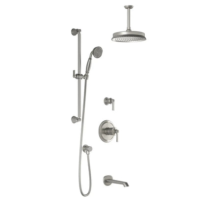 Kalia RUSTIK TD3 (Valves Not Included) : AQUATONIK T/P Shower System with Vertical Ceiling Arm Pure Nickel PVD BF1619-125-001 - Plumbing Market