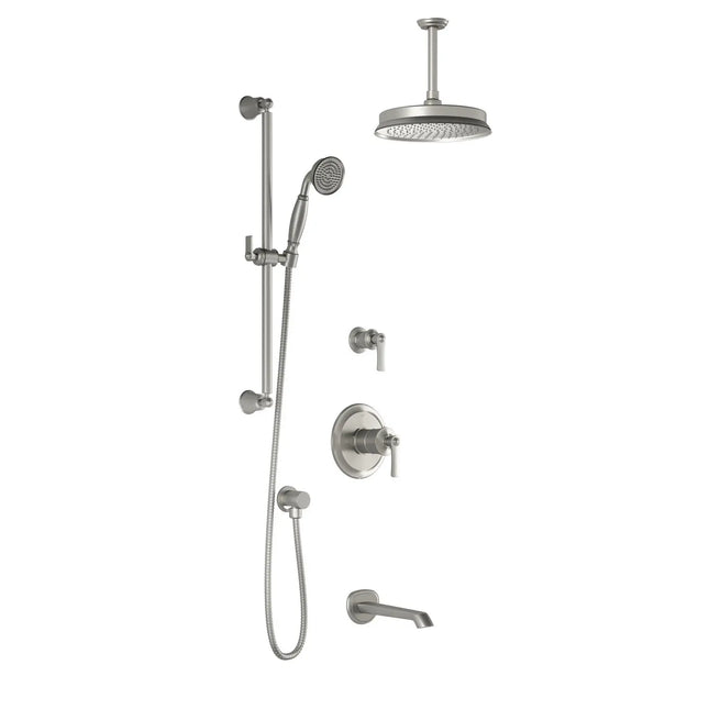 Kalia RUSTIK TD3 (Valves Not Included) : AQUATONIK T/P Shower System with Vertical Ceiling Arm Pure Nickel PVD BF1619-125-001 - Plumbing Market