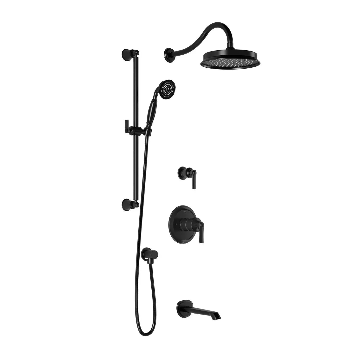 Kalia RUSTIK TD3 (Valves Not Included) : AQUATONIK T/P Shower System with Wallarm Black BF1619-165 - Plumbing Market