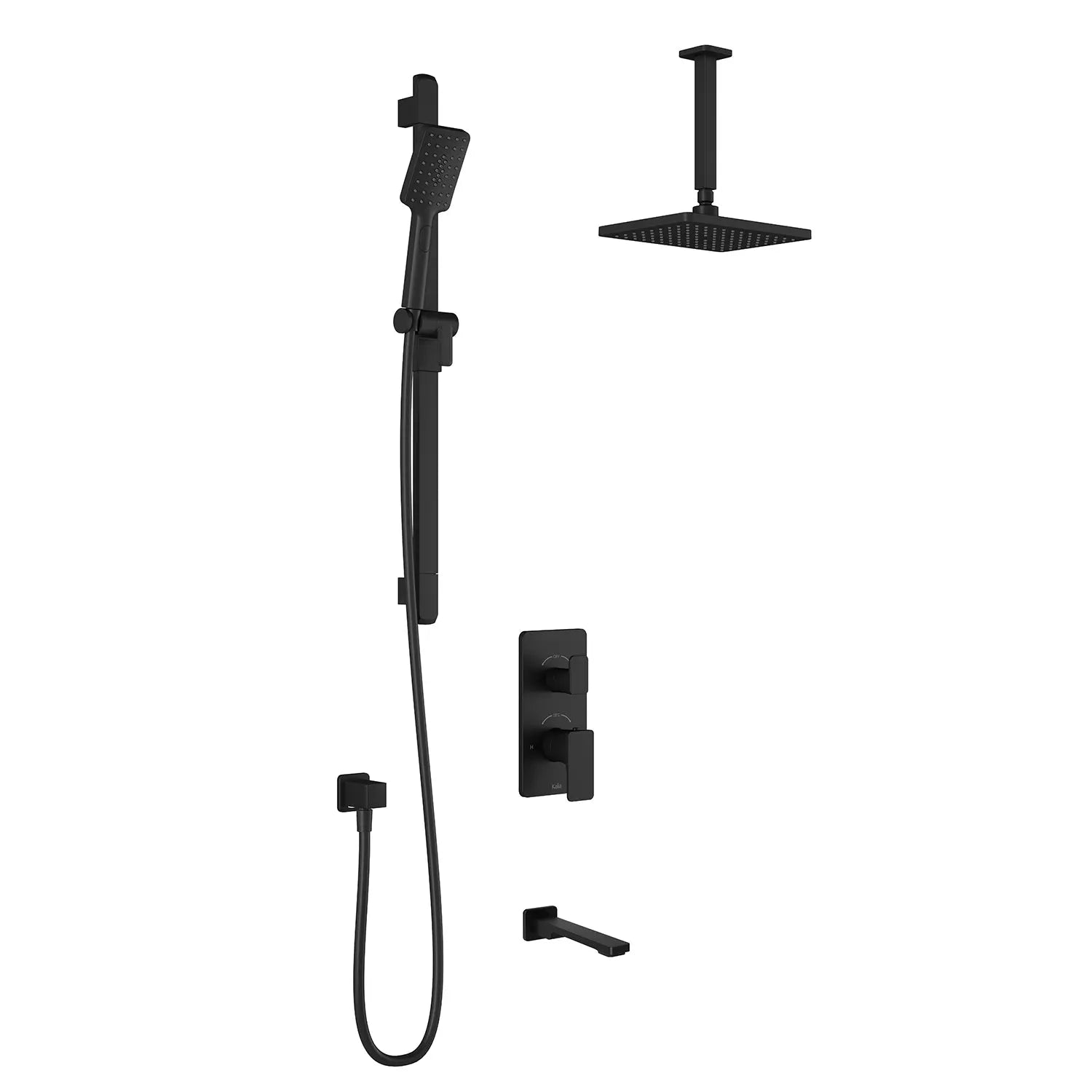 Kalia KAREO  TD3 : AQUATONIK T/P with Diverter Shower System with Vertical Ceiling Arm Matte Black BF1982-160-001 - Plumbing Market