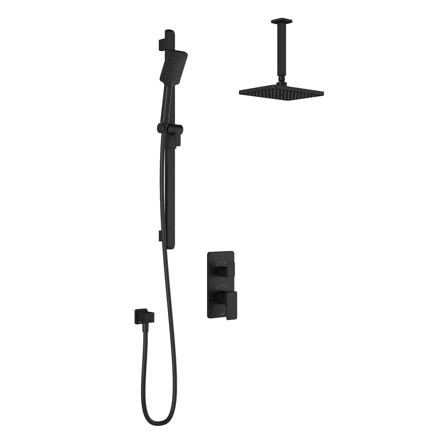 Kalia KAREO  TD2 (Valve Not Included) : AQUATONIK T/P with Diverter Shower System with Vertical Ceiling Arm Matte Black BF1992-160-001 - Plumbing Market