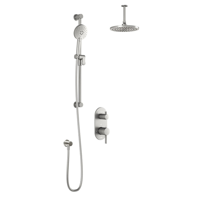 Kalia RoundOneTD2 (Valve Not Included) : AQUATONIK T/P with Diverter Shower System with Vertical Ceiling Arm Pure Nickel PVD BF1639-125-001 - Plumbing Market