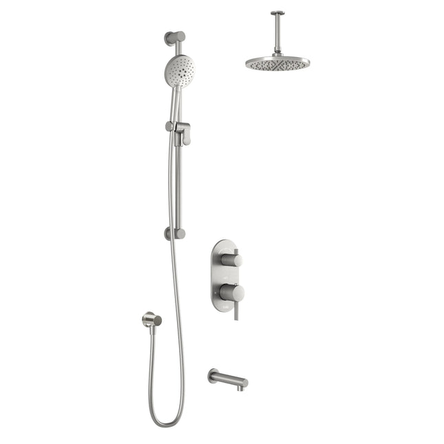 Kalia RoundOneTD3 (Valve Not Included) : AQUATONIK T/P with Diverter Shower System with Vertical Ceiling Arm Pure Nickel PVD BF1643-125-001 - Plumbing Market