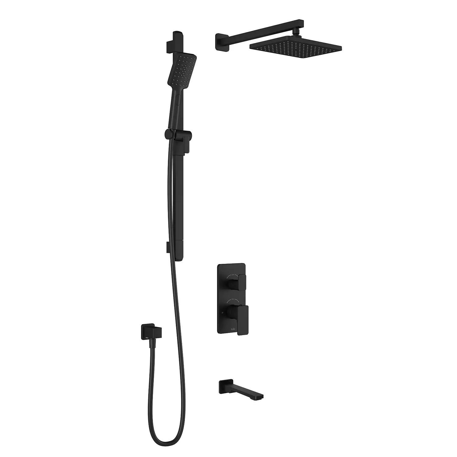 Kalia KAREO  TD3 : AQUATONIK T/P with Diverter Shower System with Wallarm Matte Black BF1982-160 - Plumbing Market