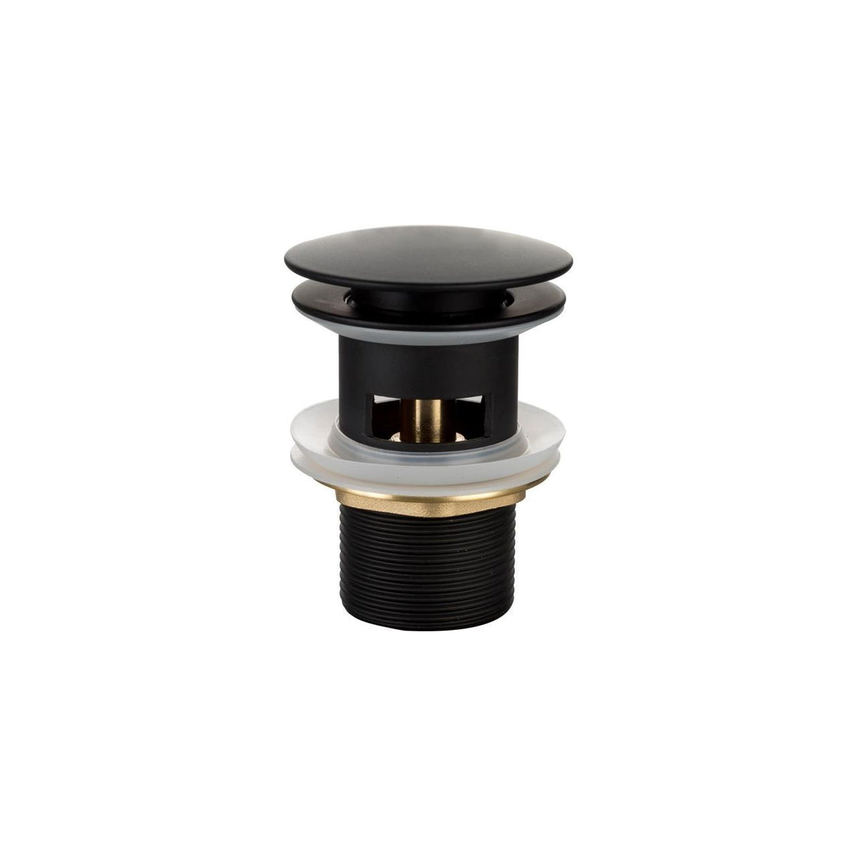 KubeBath Solid Brass Construction Pop-Up Drain With Overflow - Black (P101-BK)