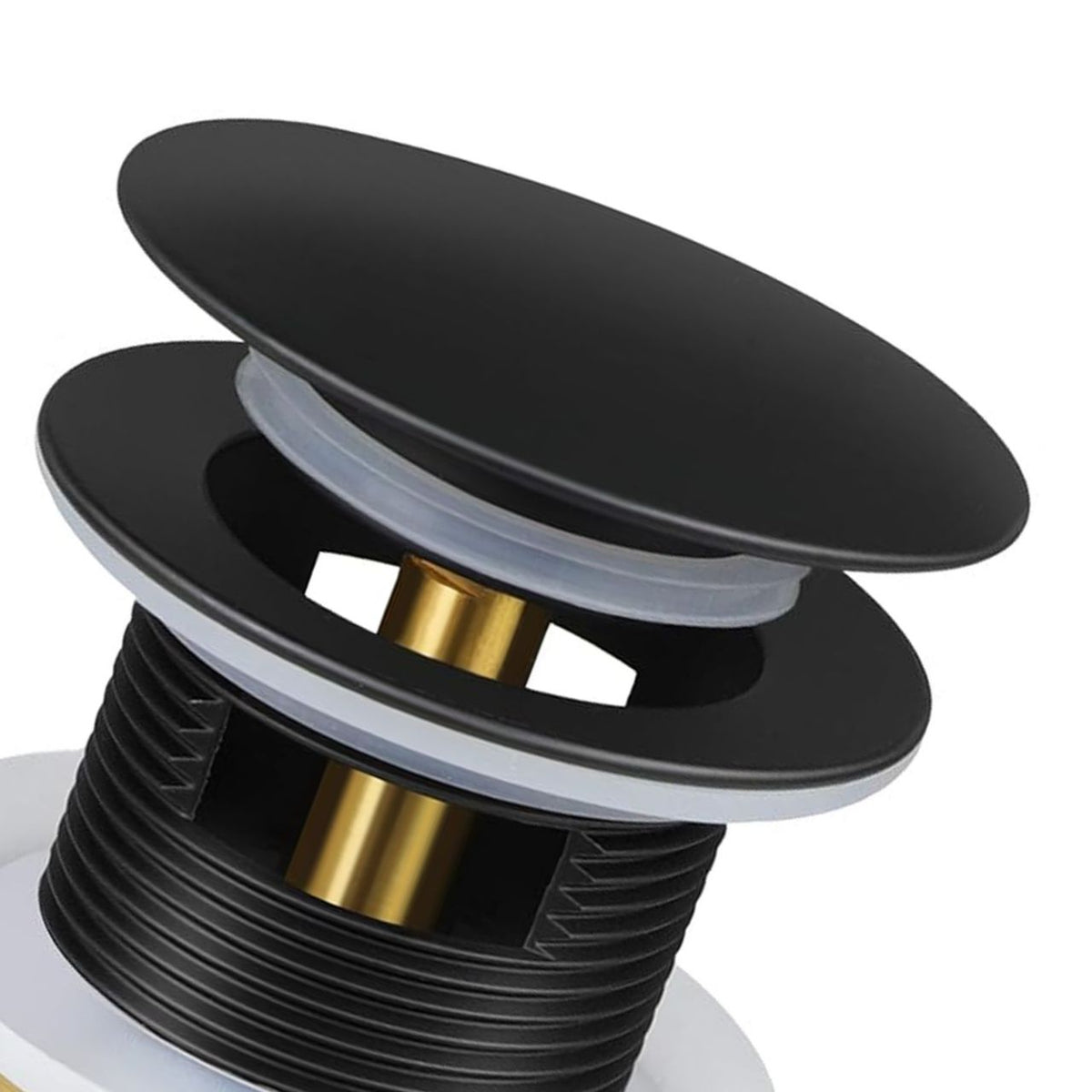 KubeBath Solid Brass Construction Pop-Up Drain With Overflow - Black (P101-BK) view 2