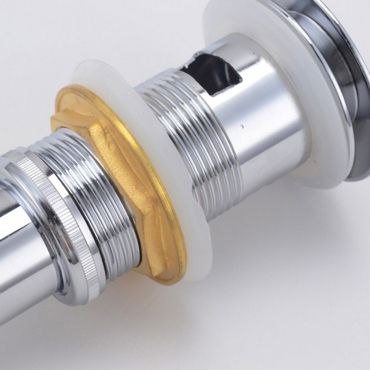 KubeBath Solid Brass Construction Pop-Up Drain With Overflow - Chrome (P101-CH) view 4