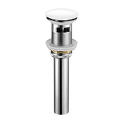 KubeBath Solid Brass Construction Pop-Up Drain With Overflow - White (P101-WH)