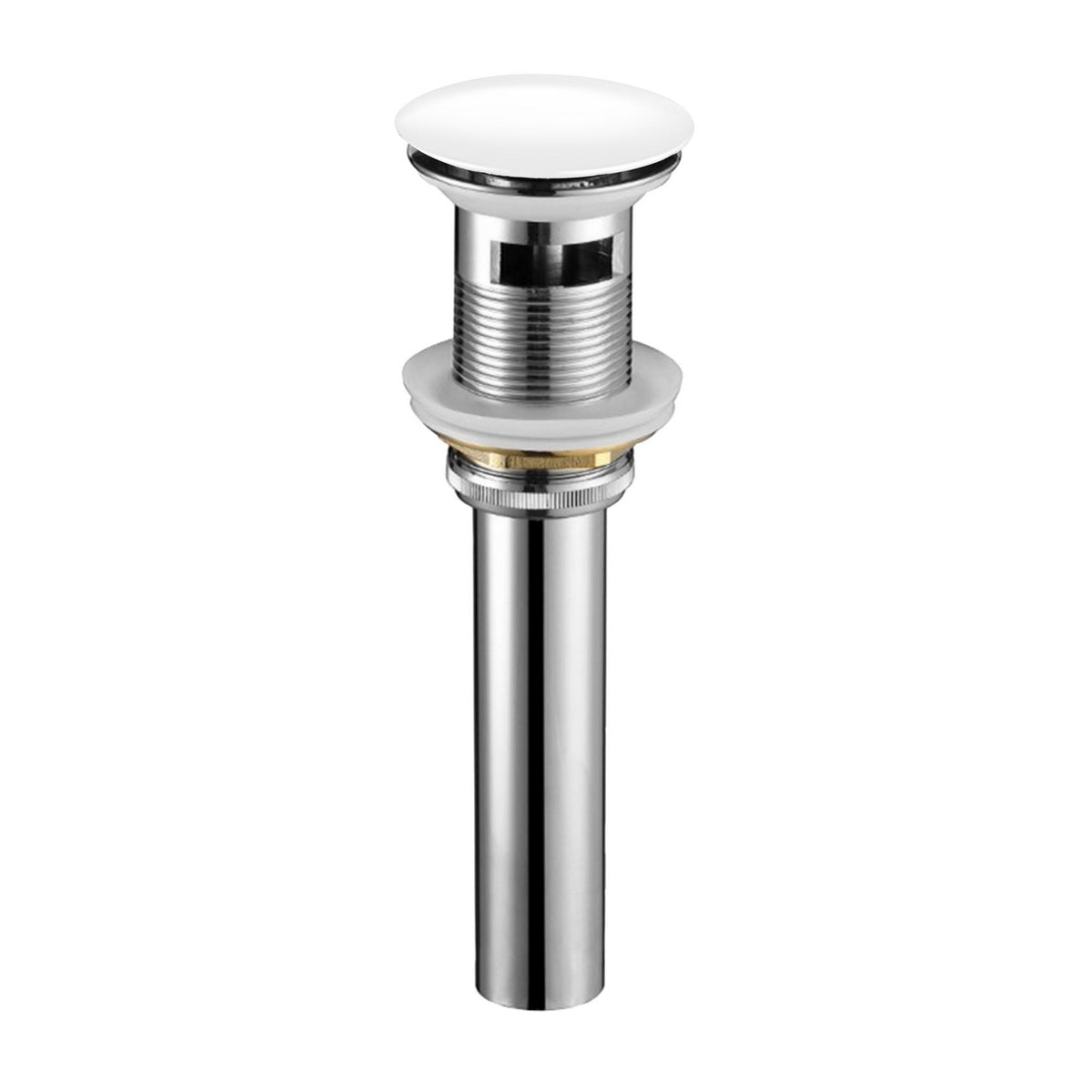 KubeBath Solid Brass Construction Pop-Up Drain With Overflow - White (P101-WH)