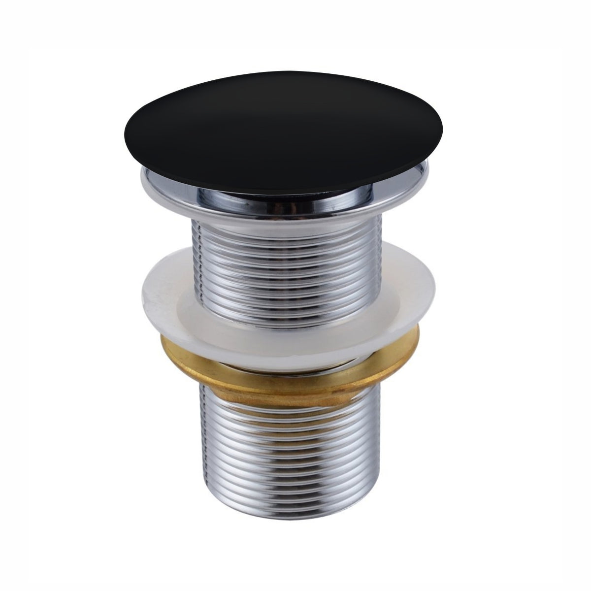 KubeBath Solid Brass Pop-Up Drain NO Overflow - Black (P101NO-BK)