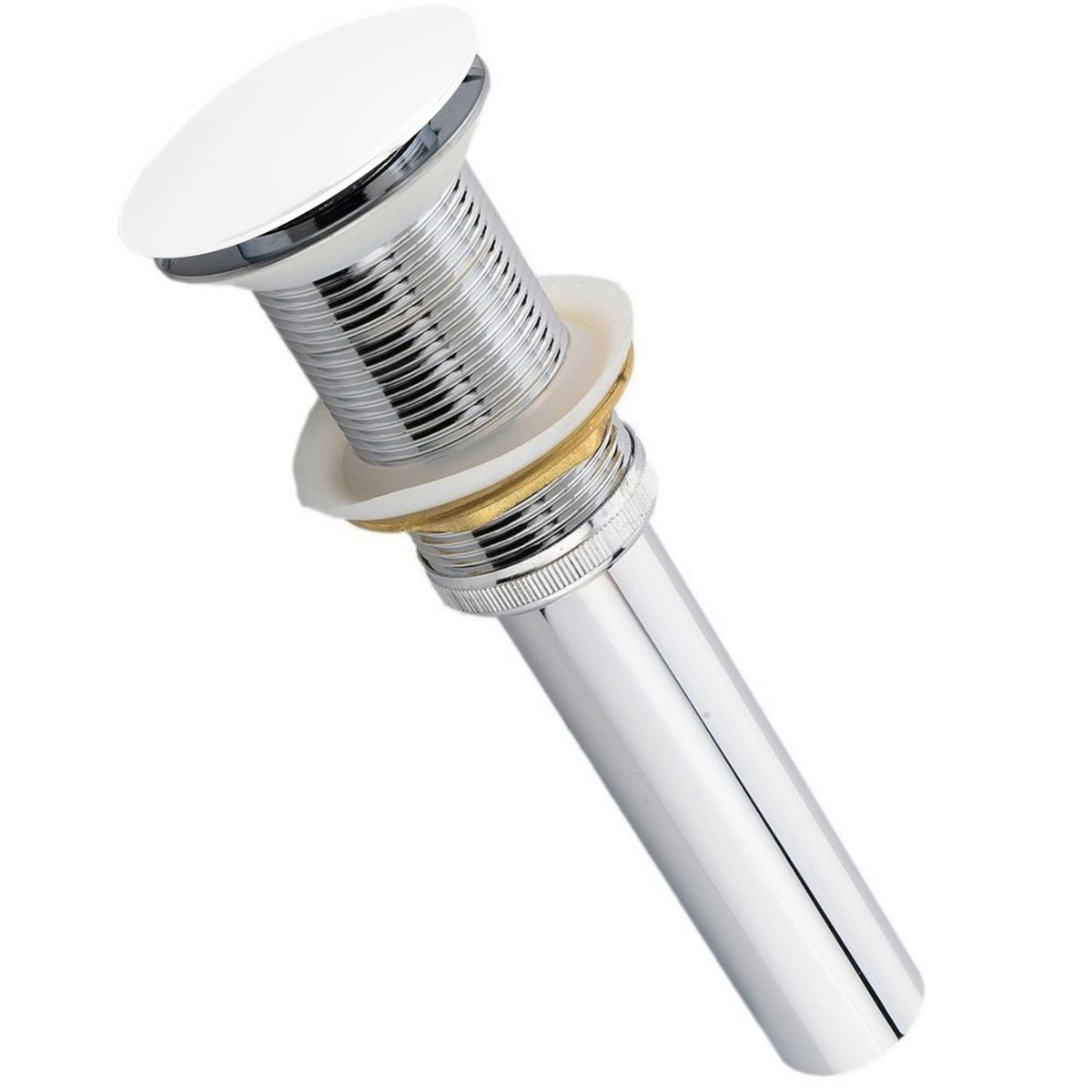 KubeBath Solid Brass Pop-Up Drain NO Overflow - White (P101NO-WH)