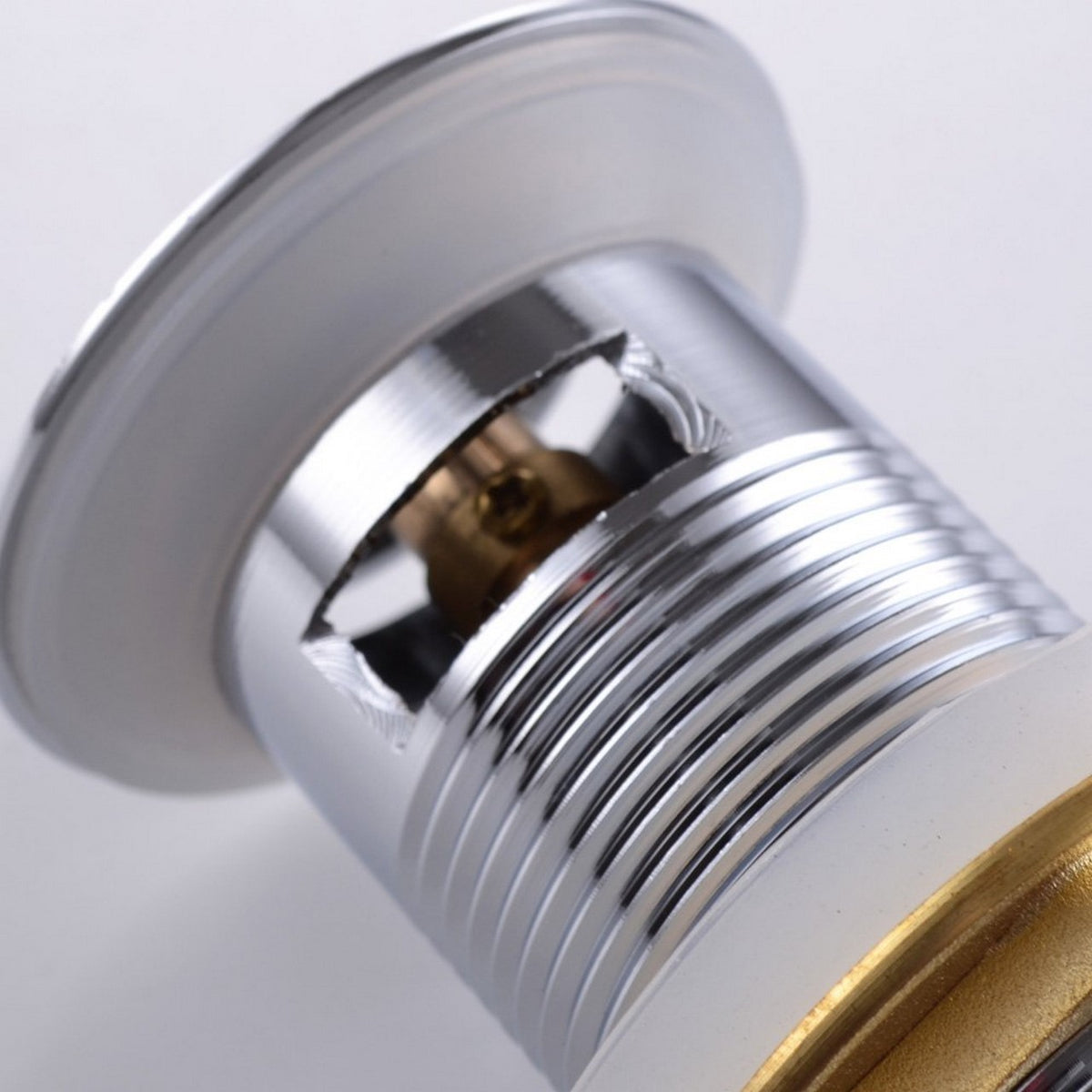 KubeBath Solid Brass Construction Square Pop-Up Drain With Overflow - Chrome (P102-CH) view 3