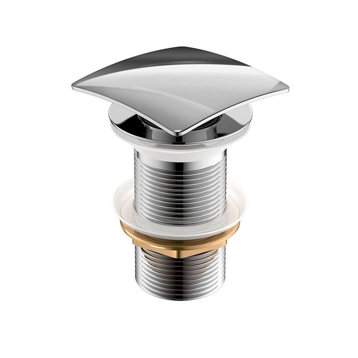 KubeBath Solid Brass Construction Square Pop-Up Drain NO Overflow - Chrome (P102NO-CH)