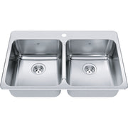 Kindred Steel Queen 33.38" drop-in stainless steel kitchen sink QDLA2233-8-1