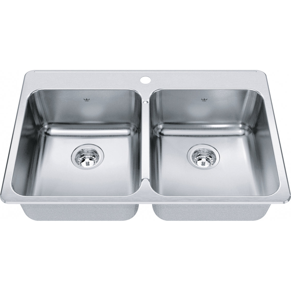 Kindred Steel Queen 33.38" drop-in stainless steel kitchen sink QDLA2233-8-1
